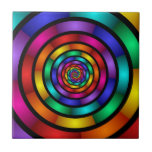 Runde und psychedelische Fraktal Kunst Fliese<br><div class="desc">Eine hypnotisierende Kunst voller leuchtender Farben. Design für Ihre Keramik Fliesen und mehr.</div>