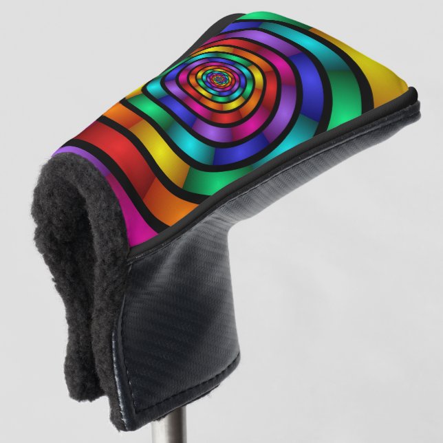 Runde und psychedelische Fraktal Kunst Golf Headcover (3/4 Vorderseite)