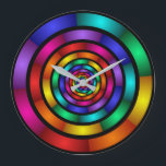 Runde und psychedelische Fraktal Kunst Große Wanduhr<br><div class="desc">Ein hypnotisierendes Kunstwerk voller leuchtender Farben.</div>