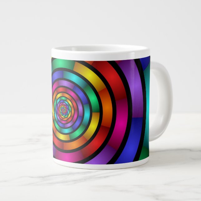 Runde und psychedelische Fraktal Kunst Jumbo-Tasse (Vorderseite Rechts)