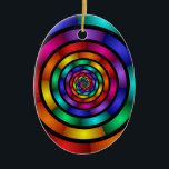 Runde und psychedelische Fraktal Kunst Keramik Ornament<br><div class="desc">Eine hypnotisierende Kunst voller leuchtender Farben. Design für Ihre ovale Keramik Ornament und mehr.</div>