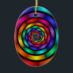 Runde und psychedelische Fraktal Kunst Keramik Ornament<br><div class="desc">Eine hypnotisierende Kunst voller leuchtender Farben. Design für Ihre ovale Keramik Ornament und mehr.</div>