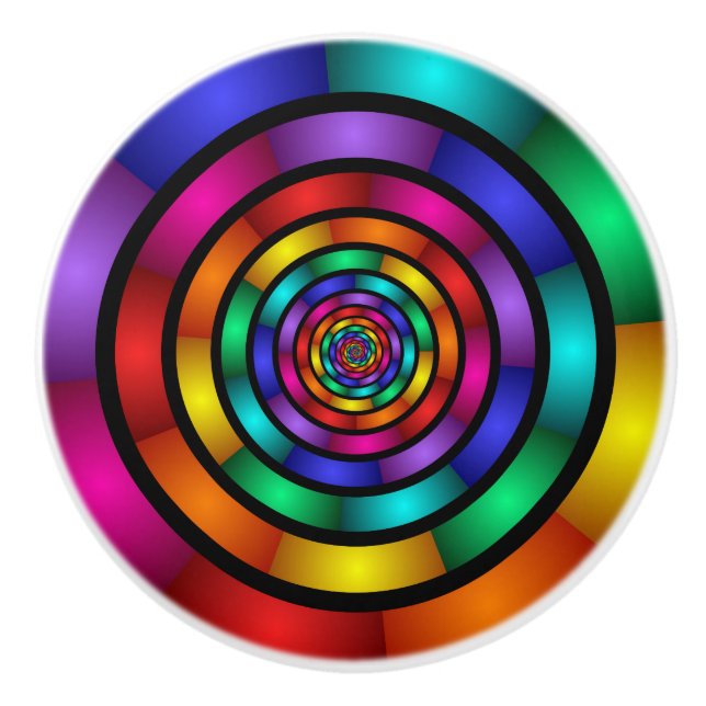 Runde und psychedelische Fraktal Kunst Keramikknauf (Vorderseite)