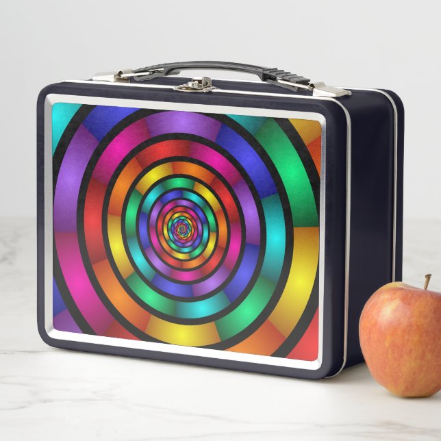 Runde und psychedelische Fraktal Kunst Metall Lunch Box (Beispiel)