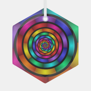Runde und psychedelische Fraktal Kunst Ornament Aus Glas
