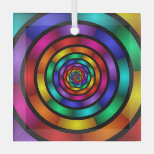 Runde und psychedelische Fraktal Kunst Ornament Aus Glas
