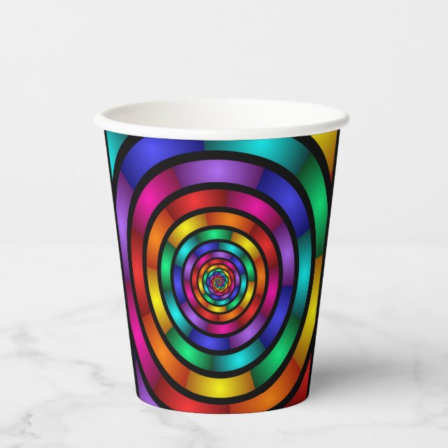 Runde und psychedelische Fraktal Kunst Pappbecher (Vorderseite)