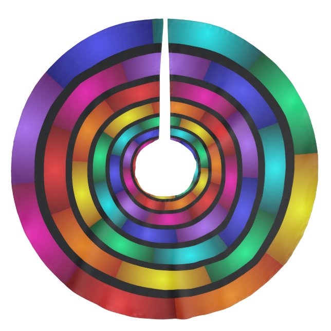 Runde und psychedelische Fraktal Kunst Polyester Weihnachtsbaumdecke (Vorderseite)