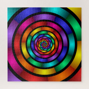 Runde und psychedelische Fraktal Kunst Puzzle
