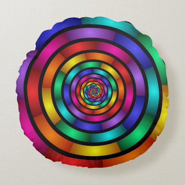 Runde und psychedelische Fraktal Kunst Rundes Kissen (Vorderseite)