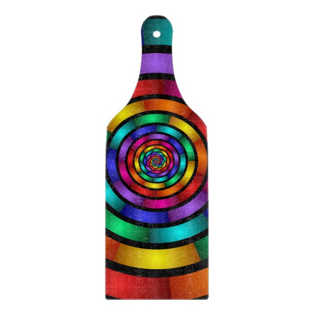 Runde und psychedelische Fraktal Kunst Schneidebrett (Vorderseite)