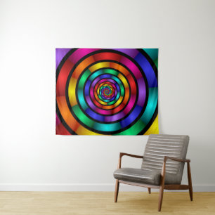 Runde und psychedelische Fraktal Kunst Wandteppich