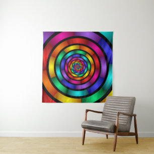 Runde und psychedelische Fraktal Kunst Wandteppich