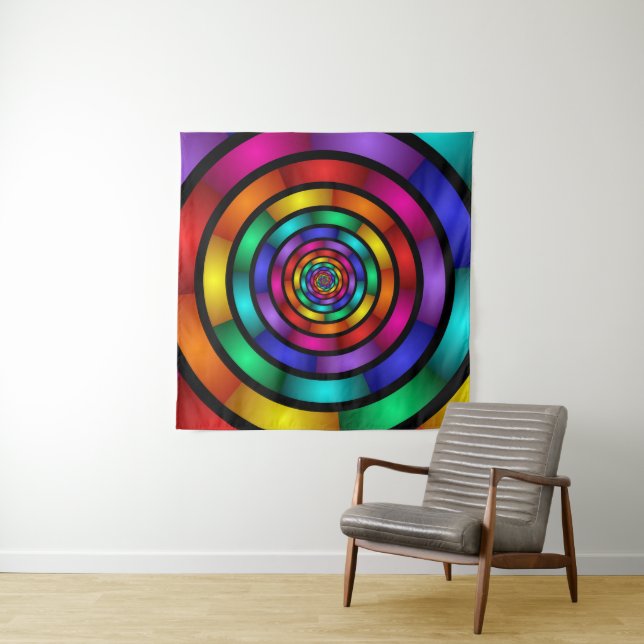 Runde und psychedelische Fraktal Kunst Wandteppich (Beispiel (Horizontal))