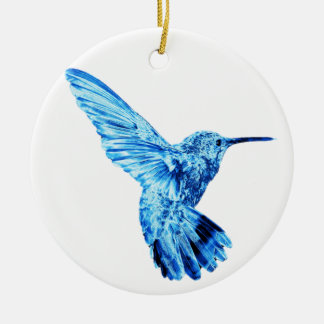 Runde Verzierung des blauen Kolibris Keramik Ornament