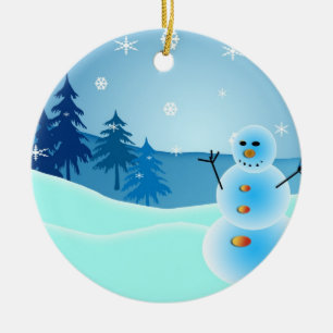 Runde Verzierung des WeihnachtsSchneemanns Keramik Ornament
