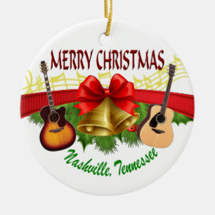 Runde Verzierung frohe Weihnacht-Nashvilles Keramikornament