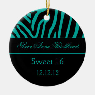 Runde Verzierungaquamariner schwarzer Zebra-Bonbon Keramikornament