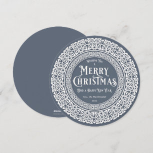 Runde Vintage Blauer + Aus Weiß keltisch Feiertagskarte