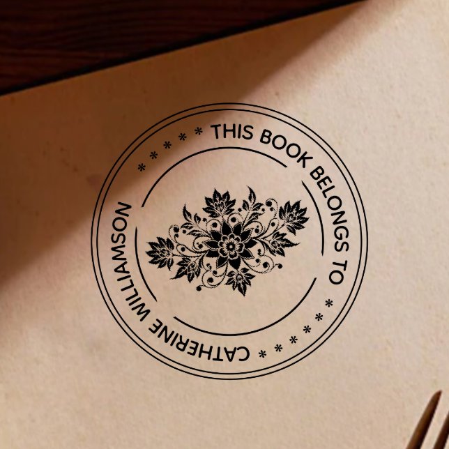 Runde Vintage Blume Dieses Buch gehört Gummistempel (Von Creator hochgeladen)