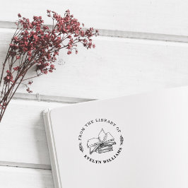 Runde Vintage Bücher aus der Bibliothek Gummistempel