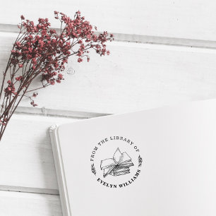 Runde Vintage Bücher aus der Bibliothek Gummistempel