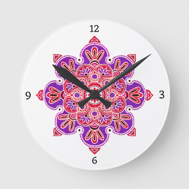 Runde Wall-Uhr mit roter Medaille Wanduhr (Vorderseite)