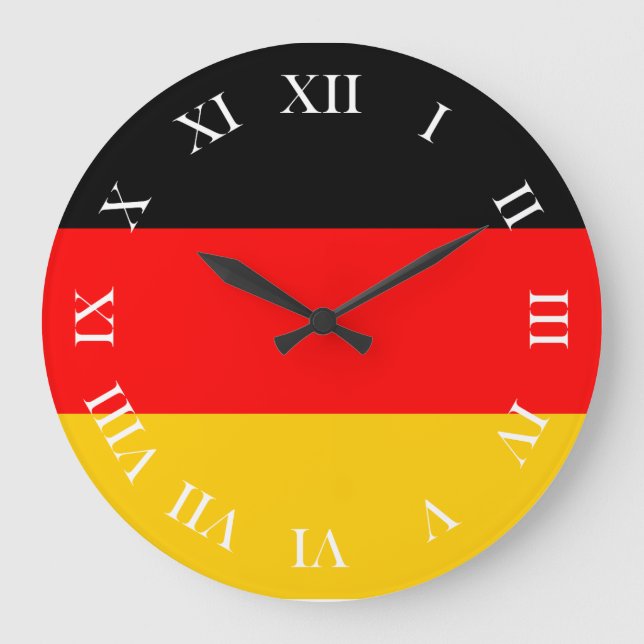 Runde Wanduhr römische Ziffern Deutschland Fahne (Vorderseite)