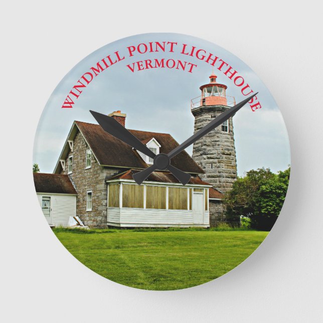 Runde Wanduhr Windmühlen-Punkt-Leuchtturm-Vermonts (Vorderseite)
