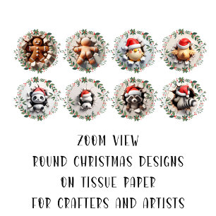 Runde Weihnachtsbild DIY Decoupage Ornament Craft Seidenpapier