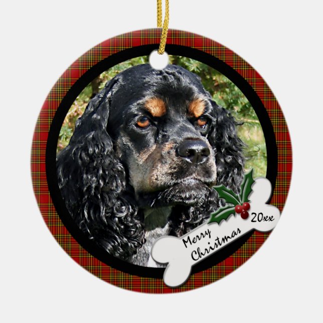 Runde Weihnachtsverzierung Cocker spaniels Keramikornament (Vorne)
