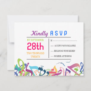 RUNDEN DER TORAH Bat Bar Mitzvah Reply Card RSVP Karte