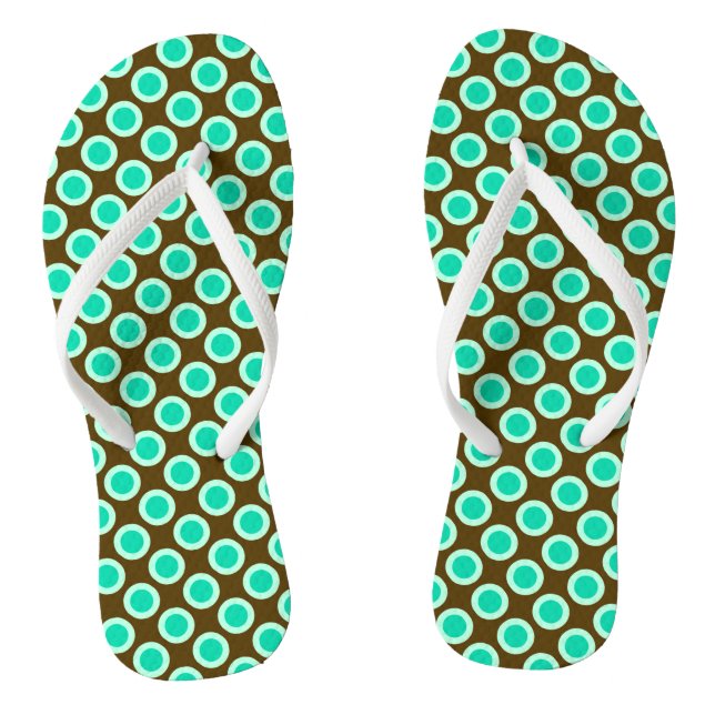 runden Punkte, braun und türkis Flip Flops (Fußbett)