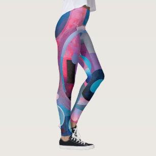 Runden & Quadrate in weichen Tönen Rosa & Blau Leggings