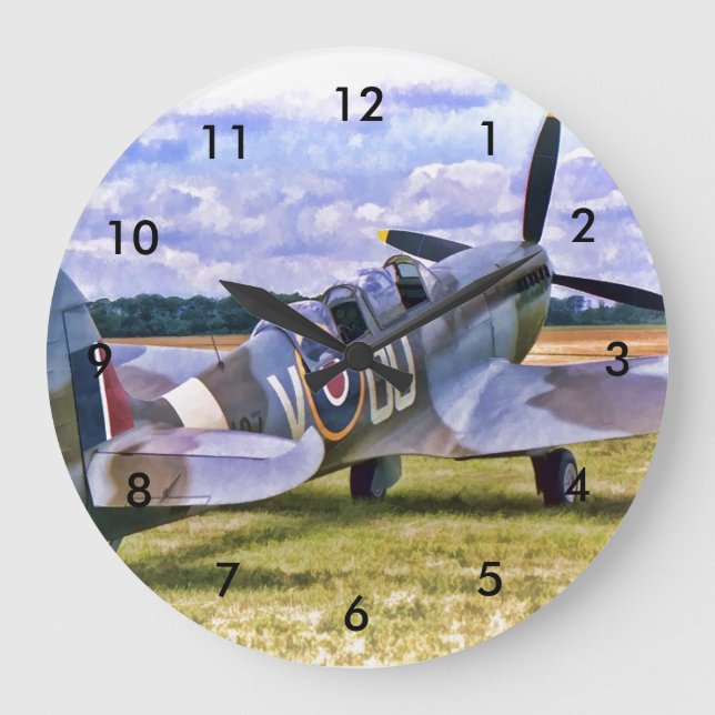 Rundenuhr - Spitfire-Design Große Wanduhr (Vorderseite)