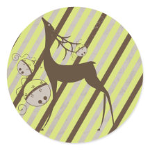Runder Aufkleber für Hirsche und Diagonalstreifen