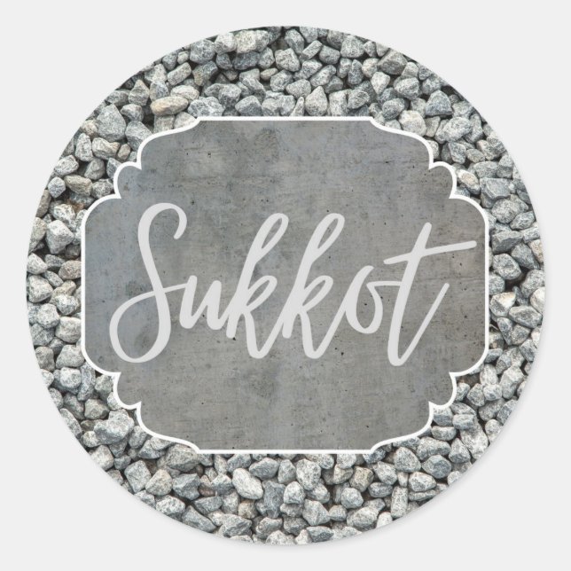 Runder Aufkleber Geschenk Etikett Sukkot Silver Gr (Vorderseite)