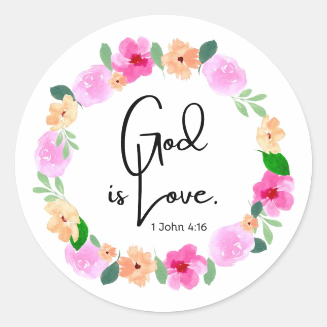 Runder Aufkleber Gott ist Liebe Bibelvers (Vorderseite)