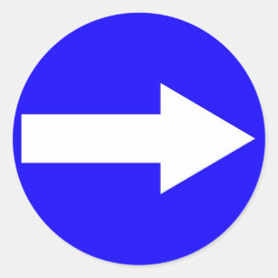 Runder Aufkleber mit Pfeil auf Recht