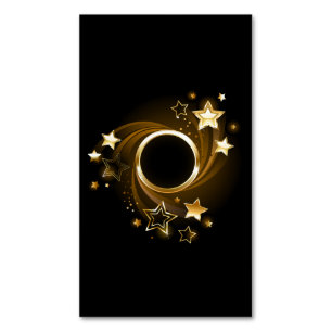 Runder Banner mit Gold Stars auf schwarz Magnetische Visitenkarte