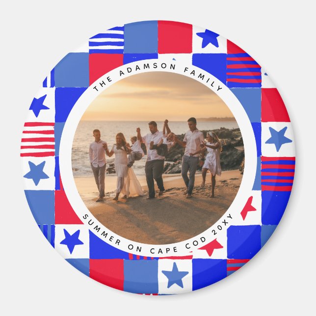 Runder Bilderrahmen für Americana-Quilts mit Text Magnet (Vorne)