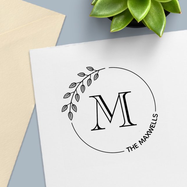 Runder Blätterkranz Monogramm Anfangsbuchstabe Fam Permastempel (Von Creator hochgeladen)