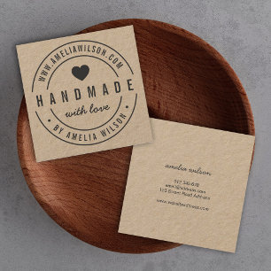 Runder Border, fett handgefertigt mit Liebe Herz Quadratische Visitenkarte