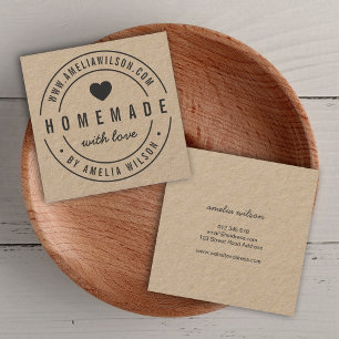 Runder Border, muffig hausgemacht mit Liebe Herz Quadratische Visitenkarte