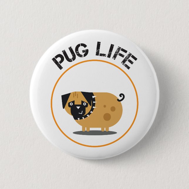 Runder Button für den Mops Hunde (Vorderseite)