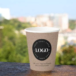 Runder Circle Custom Company Logo Rustic Kraft Pap Pappbecher