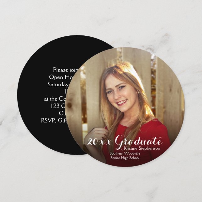 Runder Circle Foto Schatten benutzerdefinierter Ab Einladung (Vorne/Hinten)