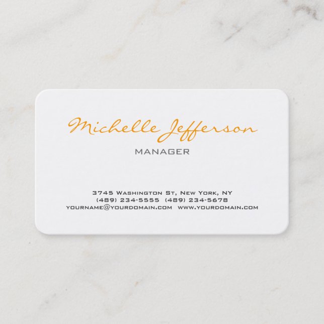Runder Corner Chic Handwrite Script Business Card Visitenkarte (Vorderseite)