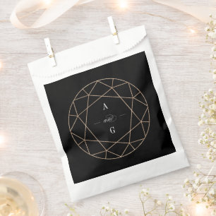 Runder Diamant Edelstein Geometrisches Monogramm C Geschenktütchen