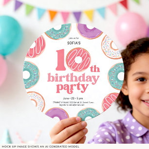Runder Donut-Party-Girl 10. Geburtstagseinladung Einladung